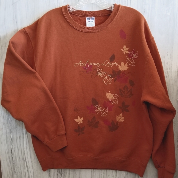 Vintage Jerzees Autumn Leaves Sweatshirt Orange/Rust - Picture 1 of 8